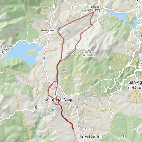 Map miniature of "Guadalix de la Sierra - Gravel Route" cycling inspiration in Comunidad de Madrid, Spain. Generated by Tarmacs.app cycling route planner