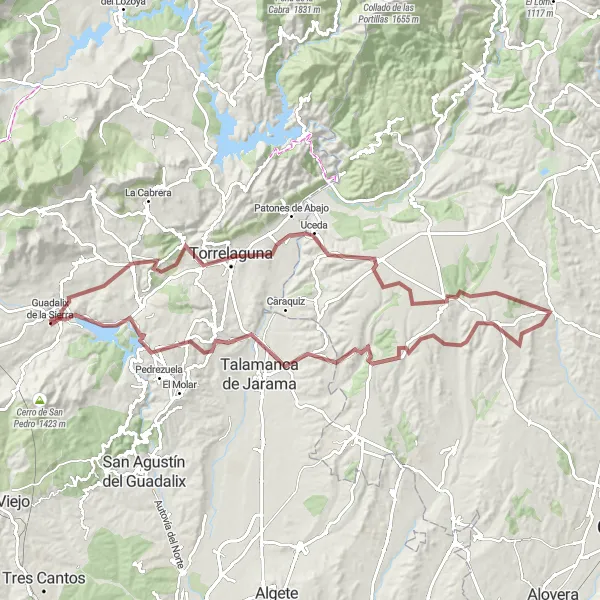 Miniatura mapy "Trasa Gravelowa z Guadalix de la Sierra" - trasy rowerowej w Comunidad de Madrid, Spain. Wygenerowane przez planer tras rowerowych Tarmacs.app