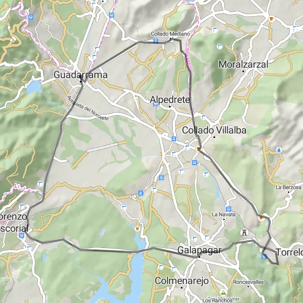 Map miniature of "Cerro del Jaralón Loop" cycling inspiration in Comunidad de Madrid, Spain. Generated by Tarmacs.app cycling route planner