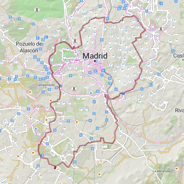 Miniatua del mapa de inspiración ciclista "Ruta en bicicleta de gravilla desde Hortaleza" en Comunidad de Madrid, Spain. Generado por Tarmacs.app planificador de rutas ciclistas