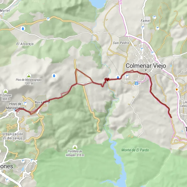 Miniatua del mapa de inspiración ciclista "Aventura en Bicicleta de Grava en los alrededores de Hoyo de Manzanares" en Comunidad de Madrid, Spain. Generado por Tarmacs.app planificador de rutas ciclistas