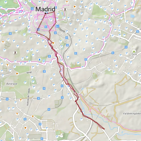 Miniatura mapy "Trasa rowerowa z Madridu doległego do Comunidad de Madrid (Hiszpania)" - trasy rowerowej w Comunidad de Madrid, Spain. Wygenerowane przez planer tras rowerowych Tarmacs.app