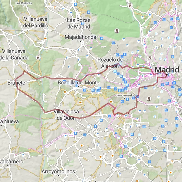 Miniatua del mapa de inspiración ciclista "Ruta en bicicleta de grava por los alrededores de Madrid" en Comunidad de Madrid, Spain. Generado por Tarmacs.app planificador de rutas ciclistas