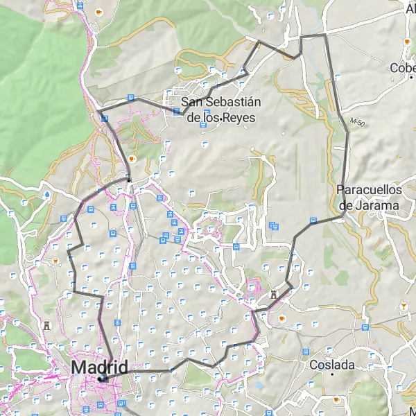 Miniatuurkaart van de fietsinspiratie "Rondje Madrid - Chamberí" in Comunidad de Madrid, Spain. Gemaakt door de Tarmacs.app fietsrouteplanner