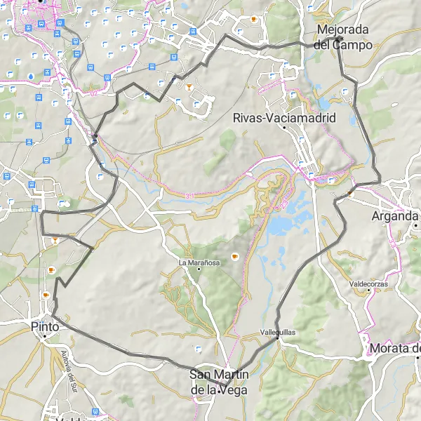 Miniatuurkaart van de fietsinspiratie "Wegronde Mejorada del Campo - Cerro de los Ángeles" in Comunidad de Madrid, Spain. Gemaakt door de Tarmacs.app fietsrouteplanner