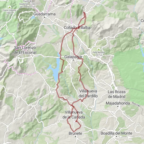 Miniaturekort af cykelinspirationen "Gravel cycling route from Moralzarzal to Collado Villalba" i Comunidad de Madrid, Spain. Genereret af Tarmacs.app cykelruteplanlægger