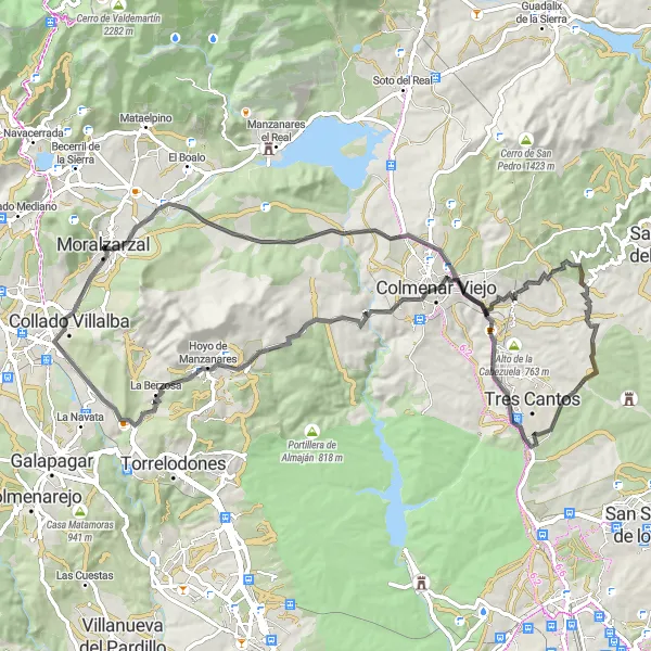 Miniatuurkaart van de fietsinspiratie "Historische fietsroute via Soto de Viñuelas" in Comunidad de Madrid, Spain. Gemaakt door de Tarmacs.app fietsrouteplanner