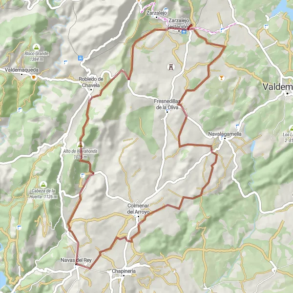 Map miniature of "The Gravel Adventure" cycling inspiration in Comunidad de Madrid, Spain. Generated by Tarmacs.app cycling route planner