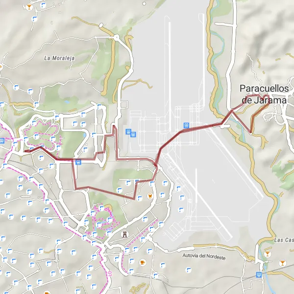 Miniatura mapy "Gravelowy szlak Valdebebas" - trasy rowerowej w Comunidad de Madrid, Spain. Wygenerowane przez planer tras rowerowych Tarmacs.app