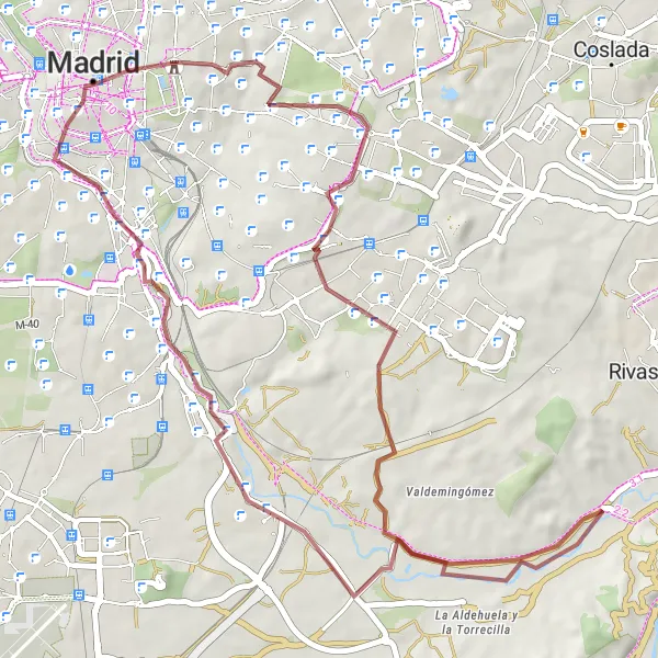 Miniatua del mapa de inspiración ciclista "Ruta Gravel Retiro - Palacio de Viana" en Comunidad de Madrid, Spain. Generado por Tarmacs.app planificador de rutas ciclistas