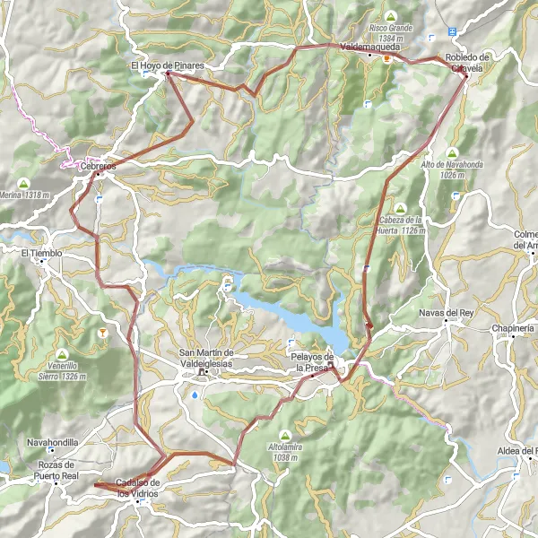 Miniatua del mapa de inspiración ciclista "Ruta de la Sierra Gravel" en Comunidad de Madrid, Spain. Generado por Tarmacs.app planificador de rutas ciclistas