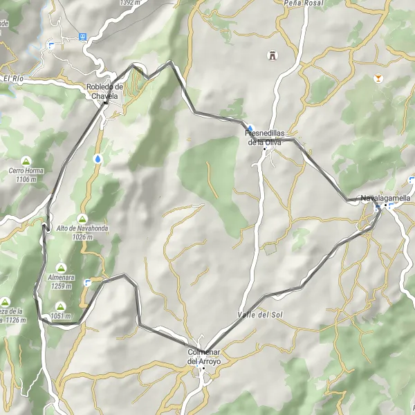 Miniatuurkaart van de fietsinspiratie "Korte rit door het platteland" in Comunidad de Madrid, Spain. Gemaakt door de Tarmacs.app fietsrouteplanner