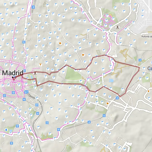 Map miniature of "Rural Escape" cycling inspiration in Comunidad de Madrid, Spain. Generated by Tarmacs.app cycling route planner