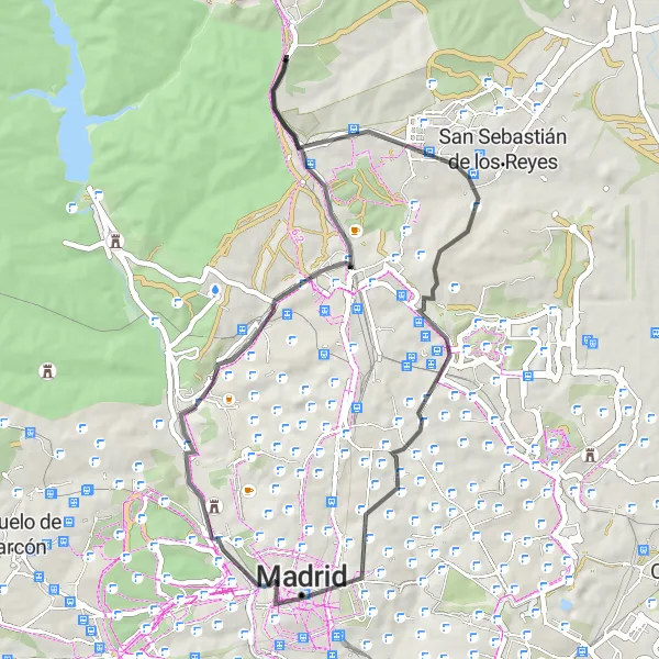 Miniatua del mapa de inspiración ciclista "Ruta de Madrid a Alcobendas" en Comunidad de Madrid, Spain. Generado por Tarmacs.app planificador de rutas ciclistas