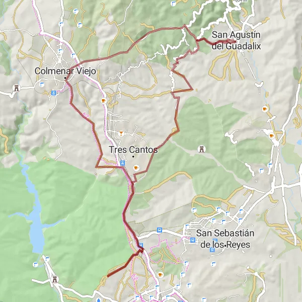 Map miniature of "Colmenar Viejo Adventure" cycling inspiration in Comunidad de Madrid, Spain. Generated by Tarmacs.app cycling route planner