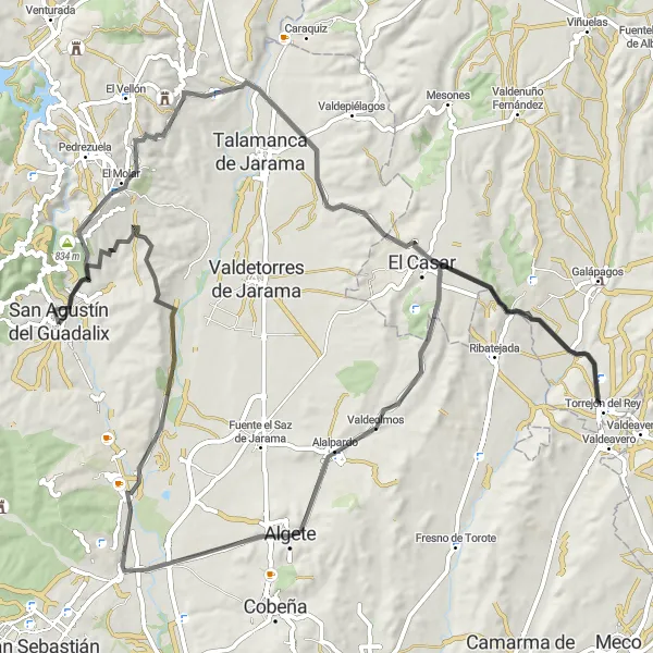 Miniatura mapy "Przejażdżka rowerowa blisko San Agustín del Guadalix" - trasy rowerowej w Comunidad de Madrid, Spain. Wygenerowane przez planer tras rowerowych Tarmacs.app