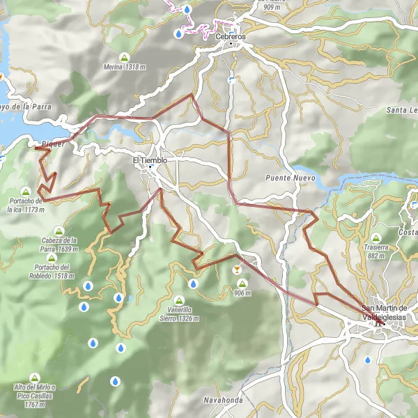 Miniatura mapy "Szutrowa trasa przez Cabeza de la Parra" - trasy rowerowej w Comunidad de Madrid, Spain. Wygenerowane przez planer tras rowerowych Tarmacs.app