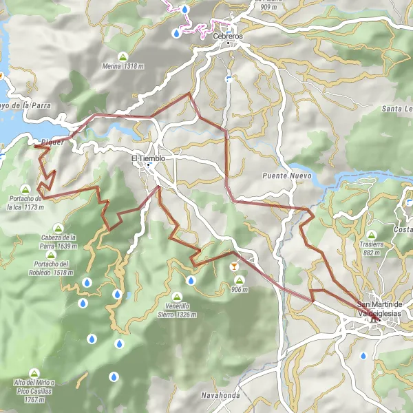 Map miniature of "Burguillo Adventure" cycling inspiration in Comunidad de Madrid, Spain. Generated by Tarmacs.app cycling route planner