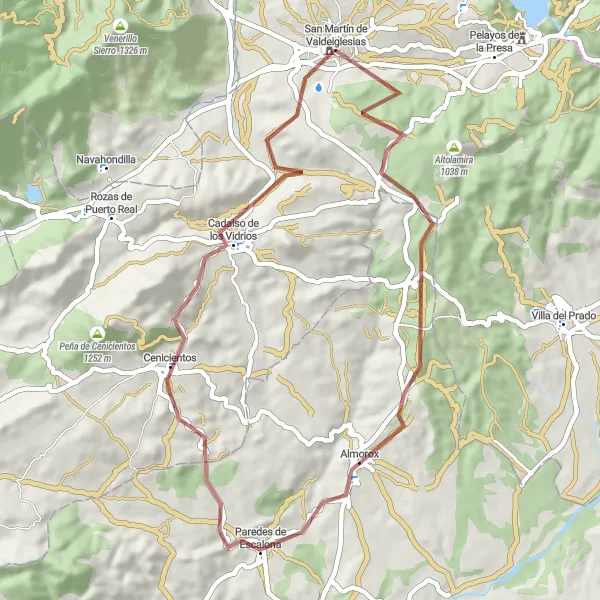 Map miniature of "The Gravel Adventure" cycling inspiration in Comunidad de Madrid, Spain. Generated by Tarmacs.app cycling route planner