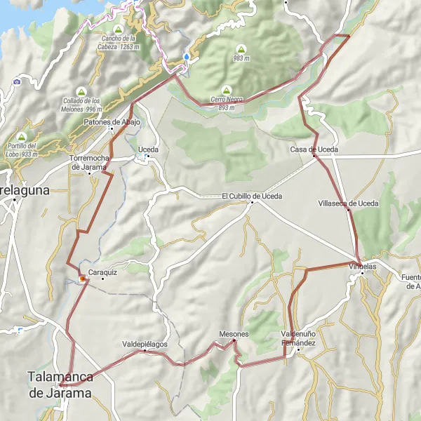 Miniatua del mapa de inspiración ciclista "Ruta de Gravel en los alrededores de Talamanca de Jarama" en Comunidad de Madrid, Spain. Generado por Tarmacs.app planificador de rutas ciclistas