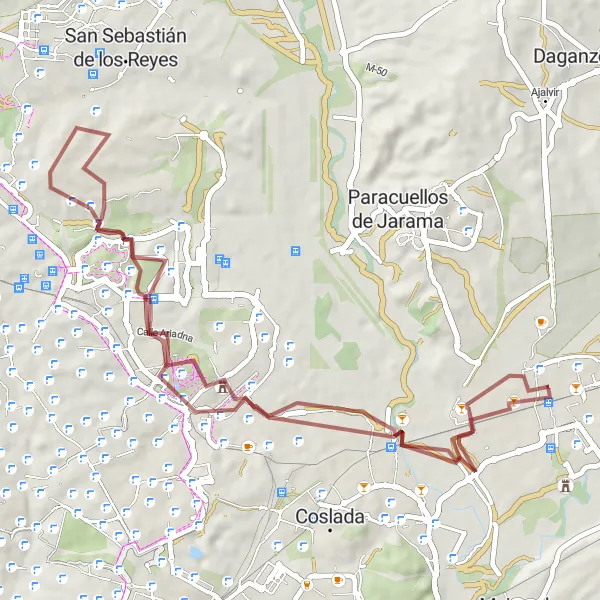 Miniatura mapy "Szlak Gravelowy Torrejón de Ardoz" - trasy rowerowej w Comunidad de Madrid, Spain. Wygenerowane przez planer tras rowerowych Tarmacs.app