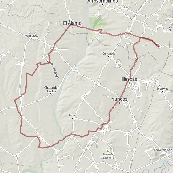 Map miniature of "Gravel Adventure" cycling inspiration in Comunidad de Madrid, Spain. Generated by Tarmacs.app cycling route planner