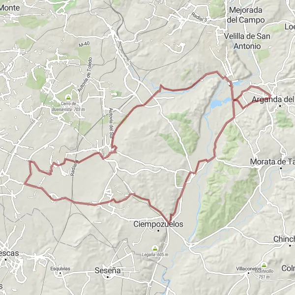 Miniatura mapy "Trasa rowerowa z Torrejón de la Calzada do Valdemoro" - trasy rowerowej w Comunidad de Madrid, Spain. Wygenerowane przez planer tras rowerowych Tarmacs.app