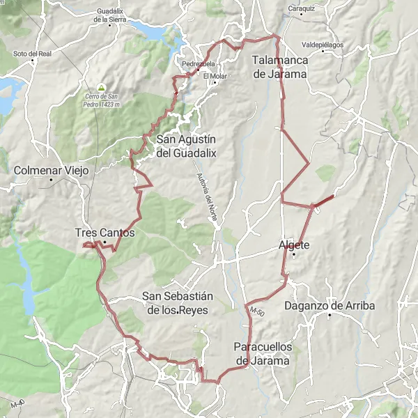 Miniatua del mapa de inspiración ciclista "Ruta de los Miradores" en Comunidad de Madrid, Spain. Generado por Tarmacs.app planificador de rutas ciclistas