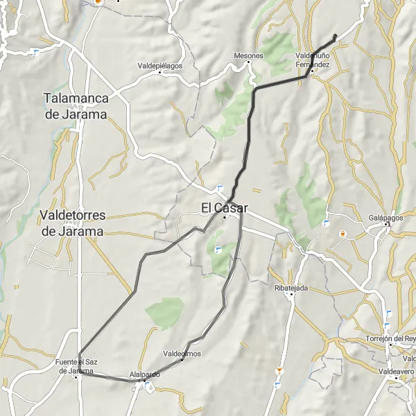 Miniatura mapy "Trasa do El Casar" - trasy rowerowej w Comunidad de Madrid, Spain. Wygenerowane przez planer tras rowerowych Tarmacs.app