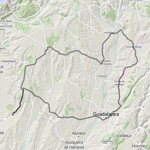 Miniatura mapy "Trasa do Taracena" - trasy rowerowej w Comunidad de Madrid, Spain. Wygenerowane przez planer tras rowerowych Tarmacs.app