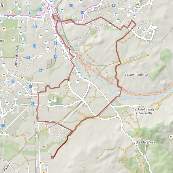 Miniatura mapy "Pętla gravelowa o umiarkowanym stopniu trudności" - trasy rowerowej w Comunidad de Madrid, Spain. Wygenerowane przez planer tras rowerowych Tarmacs.app