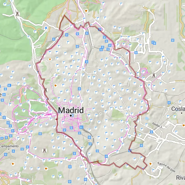 Miniatura mapy "Przejażdżka szlakiem gravel przez Cerro de las Canteras i Mirasierra" - trasy rowerowej w Comunidad de Madrid, Spain. Wygenerowane przez planer tras rowerowych Tarmacs.app