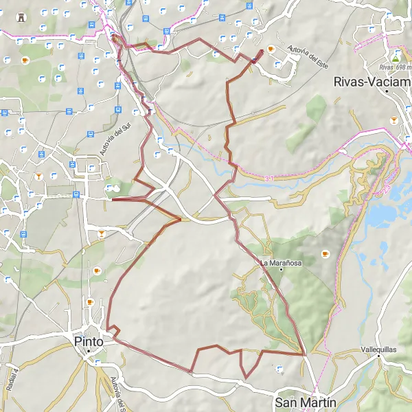 Map miniature of "Villa de Vallecas - La Marañosa Adventure" cycling inspiration in Comunidad de Madrid, Spain. Generated by Tarmacs.app cycling route planner