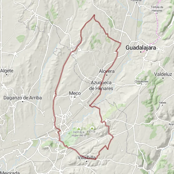 Miniatua del mapa de inspiración ciclista "Ruta del Palacio del Arzobispo" en Comunidad de Madrid, Spain. Generado por Tarmacs.app planificador de rutas ciclistas