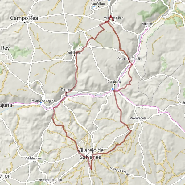 Miniatura mapy "Wycieczka szutrowymi drogami przez wieś i pola" - trasy rowerowej w Comunidad de Madrid, Spain. Wygenerowane przez planer tras rowerowych Tarmacs.app