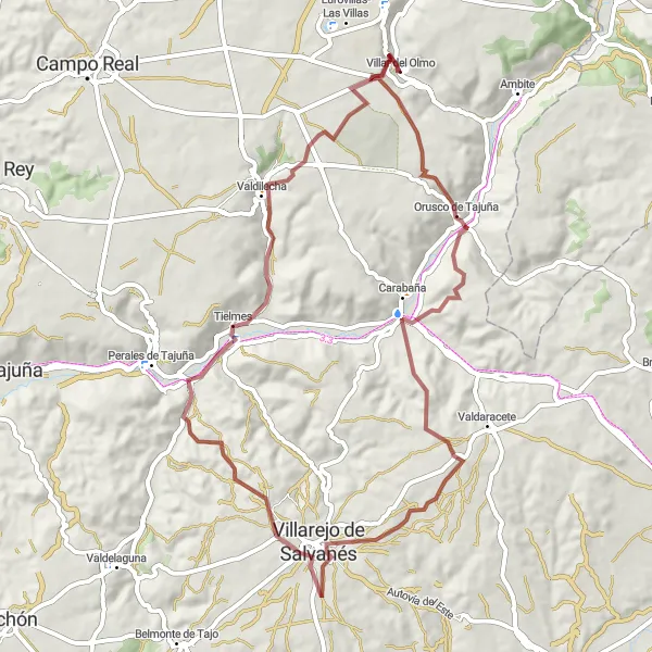 Miniatuurkaart van de fietsinspiratie "Rondrit startend bij Villar del Olmo (Comunidad de Madrid, Spanje) - Route 5" in Comunidad de Madrid, Spain. Gemaakt door de Tarmacs.app fietsrouteplanner