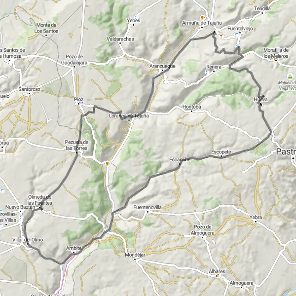 Miniatuurkaart van de fietsinspiratie "Rondrit startend bij Villar del Olmo (Comunidad de Madrid, Spanje) - Route 2" in Comunidad de Madrid, Spain. Gemaakt door de Tarmacs.app fietsrouteplanner