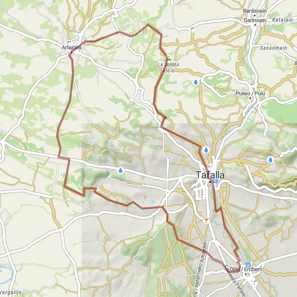 Miniatura della mappa di ispirazione al ciclismo "Viaggio tra storia e natura" nella regione di Comunidad Foral de Navarra, Spain. Generata da Tarmacs.app, pianificatore di rotte ciclistiche