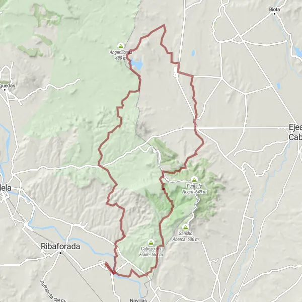 Miniatua del mapa de inspiración ciclista "Desafío en Grava por Valareña y Loma Negra" en Comunidad Foral de Navarra, Spain. Generado por Tarmacs.app planificador de rutas ciclistas