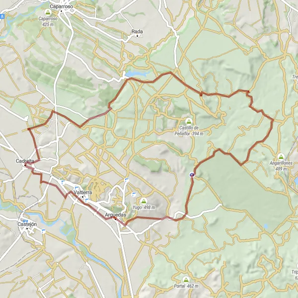 Miniaturní mapa "Gravelová cesta k Castildetierra" inspirace pro cyklisty v oblasti Comunidad Foral de Navarra, Spain. Vytvořeno pomocí plánovače tras Tarmacs.app