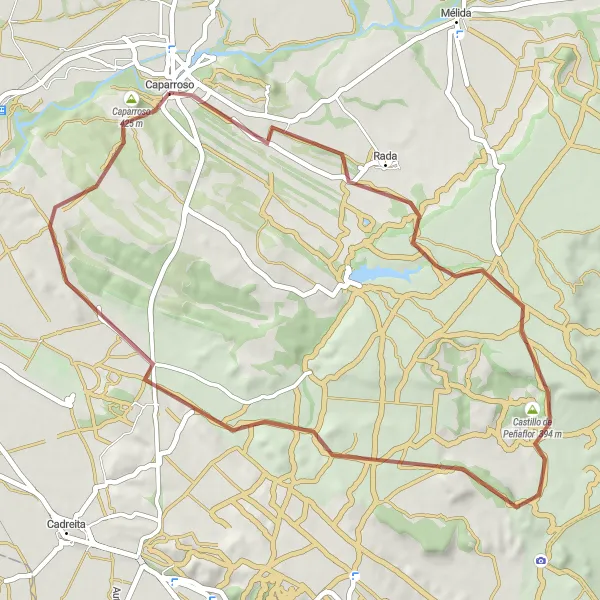 Miniaturní mapa "Gravelová trasa Rada - Castillo de Peñaflor" inspirace pro cyklisty v oblasti Comunidad Foral de Navarra, Spain. Vytvořeno pomocí plánovače tras Tarmacs.app