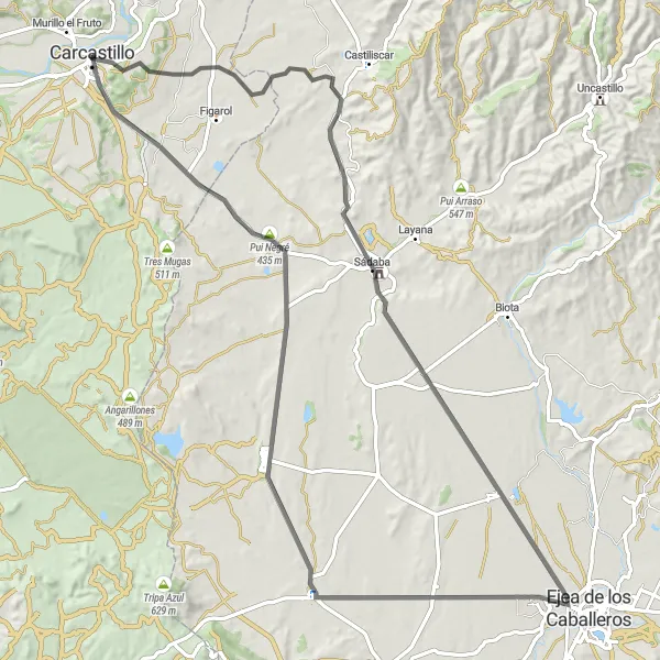 Miniatura mapy "Trasa rowerowa wokół Carcastillo" - trasy rowerowej w Comunidad Foral de Navarra, Spain. Wygenerowane przez planer tras rowerowych Tarmacs.app