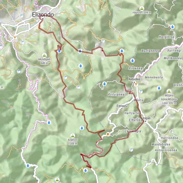 Miniatuurkaart van de fietsinspiratie "Graveltocht van Elizondo via Azaldegi" in Comunidad Foral de Navarra, Spain. Gemaakt door de Tarmacs.app fietsrouteplanner