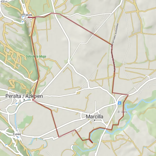 Miniatura della mappa di ispirazione al ciclismo "Gravel Route to Vallacuera" nella regione di Comunidad Foral de Navarra, Spain. Generata da Tarmacs.app, pianificatore di rotte ciclistiche