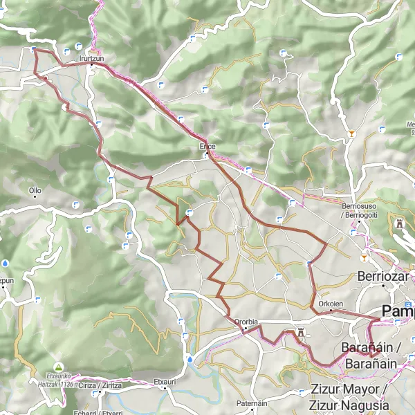 Miniatua del mapa de inspiración ciclista "Ruta de los Bosques Navarros" en Comunidad Foral de Navarra, Spain. Generado por Tarmacs.app planificador de rutas ciclistas