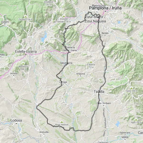 Miniaturekort af cykelinspirationen "Barañain til Señorío de Eulza Rundtur" i Comunidad Foral de Navarra, Spain. Genereret af Tarmacs.app cykelruteplanlægger