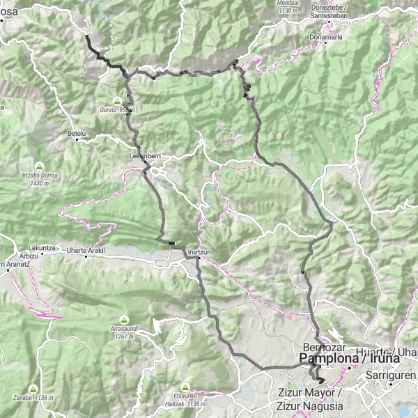 Miniatua del mapa de inspiración ciclista "Ruta de Barañain a Santa Lucía Occidental" en Comunidad Foral de Navarra, Spain. Generado por Tarmacs.app planificador de rutas ciclistas