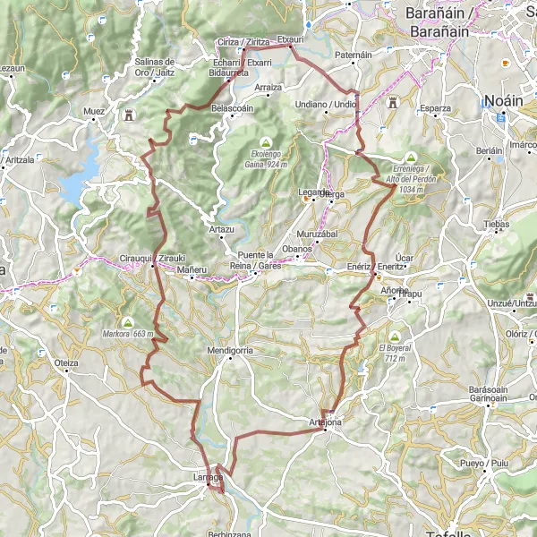 Map miniature of "The Ultimate Gravel Adventure" cycling inspiration in Comunidad Foral de Navarra, Spain. Generated by Tarmacs.app cycling route planner