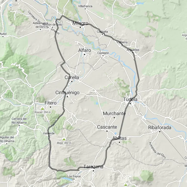 Map miniature of "Enchanting Castle Route" cycling inspiration in Comunidad Foral de Navarra, Spain. Generated by Tarmacs.app cycling route planner