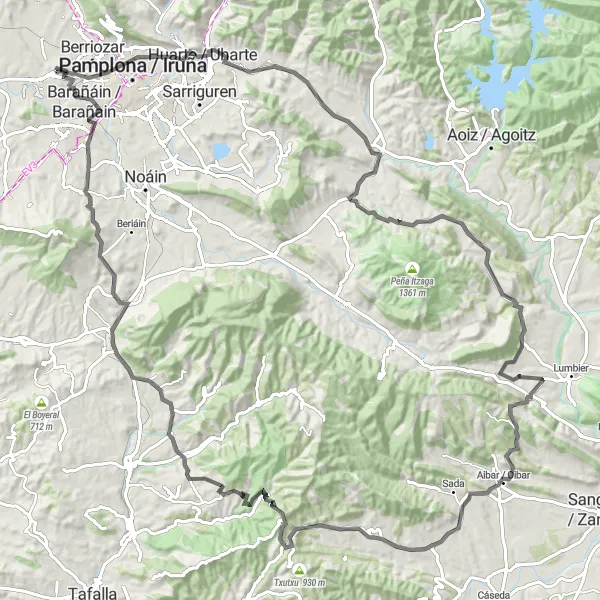 Karten-Miniaturansicht der Radinspiration "Panorama-Radtour durch Navarra" in Comunidad Foral de Navarra, Spain. Erstellt vom Tarmacs.app-Routenplaner für Radtouren